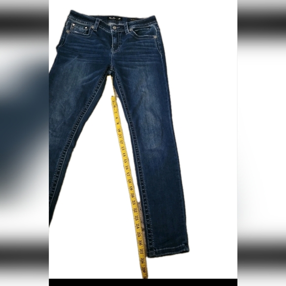 Miss Me Womens Dark Wash Heaven Mid Rise Skinny Jean With Rhinestones 30 - Picture 13 of 13